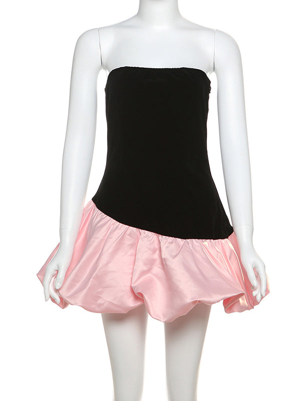 Momsmood Black And Pink Tube Tutu Splicing Cute Party Gendeer Reveal Baby Girl Shower Maternity Mini Dress