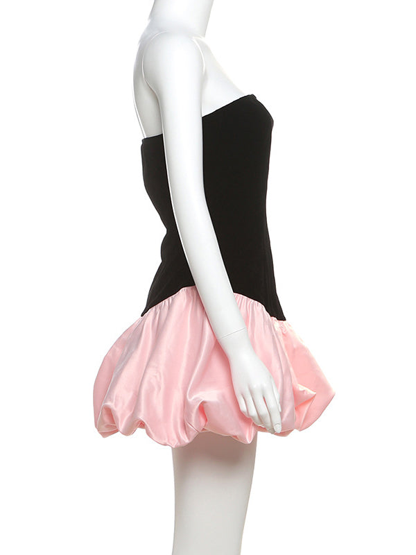 Momsmood Black And Pink Tube Tutu Splicing Cute Party Gendeer Reveal Baby Girl Shower Maternity Mini Dress