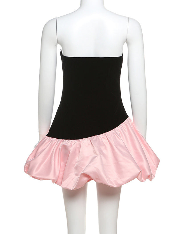 Momsmood Black And Pink Tube Tutu Splicing Cute Party Gendeer Reveal Baby Girl Shower Maternity Mini Dress