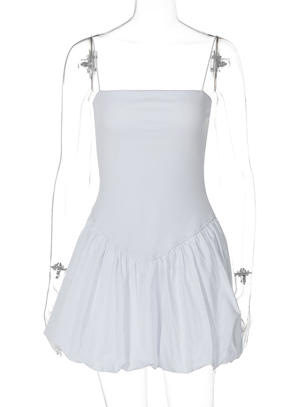 Momsmood Tutu Spaghetti Strap Solid Color Party Vacation Baby Shower Maternity Mini Dress
