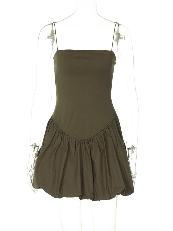 Momsmood Tutu Spaghetti Strap Solid Color Party Vacation Baby Shower Maternity Mini Dress
