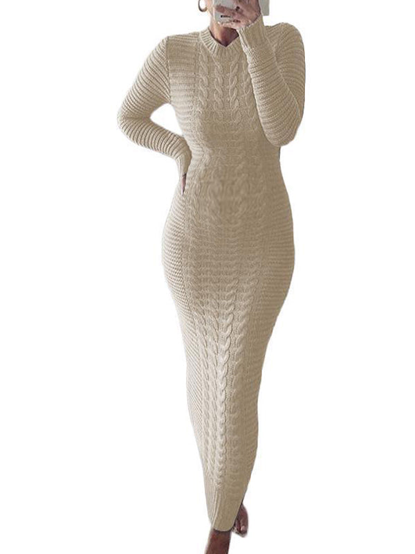 Momsmood Purple Round Neck Crochet Maternity Baby Shower Sweater Maxi Dress