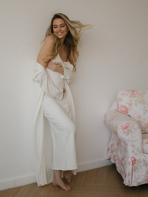 Momsmood Knit 2 Pieces Knit Belted Photoshoot Maternity Maxi Sweater Dress