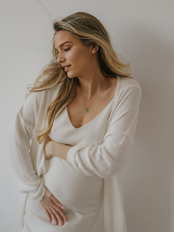 Momsmood Knit 2 Pieces Knit Belted Photoshoot Maternity Maxi Sweater Dress