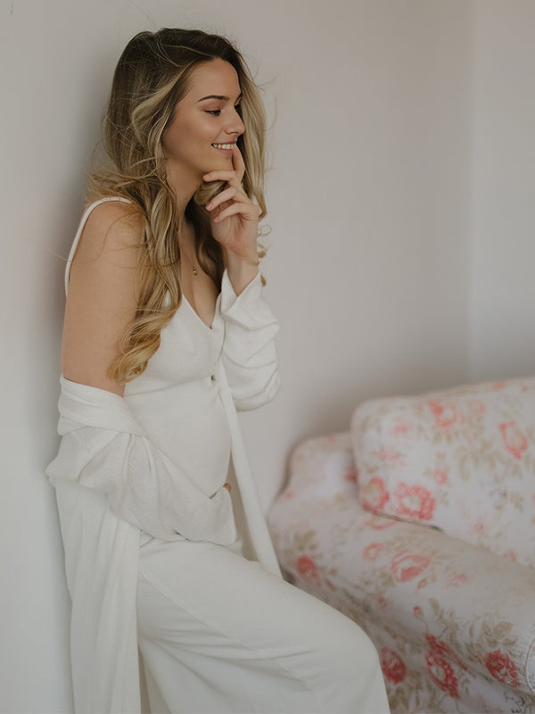 Momsmood Knit 2 Pieces Knit Belted Photoshoot Maternity Maxi Sweater Dress