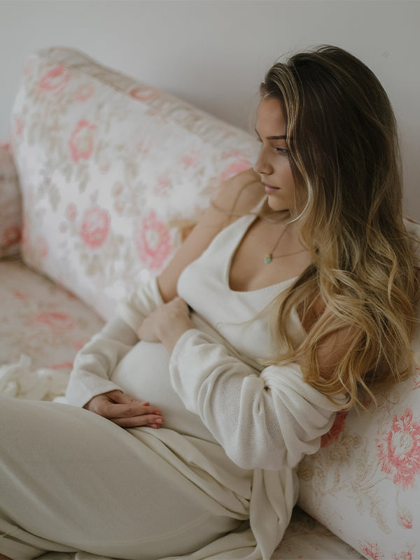 Momsmood Knit 2 Pieces Knit Belted Photoshoot Maternity Maxi Sweater Dress