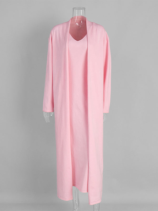 Momsmood Knit 2 Pieces Knit Belted Photoshoot Maternity Maxi Sweater Dress