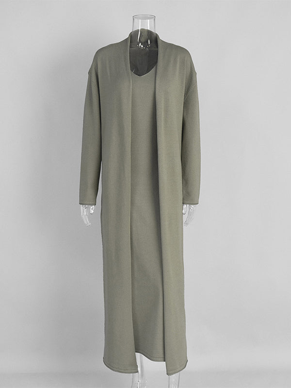 Momsmood Knit 2 Pieces Knit Belted Photoshoot Maternity Maxi Sweater Dress