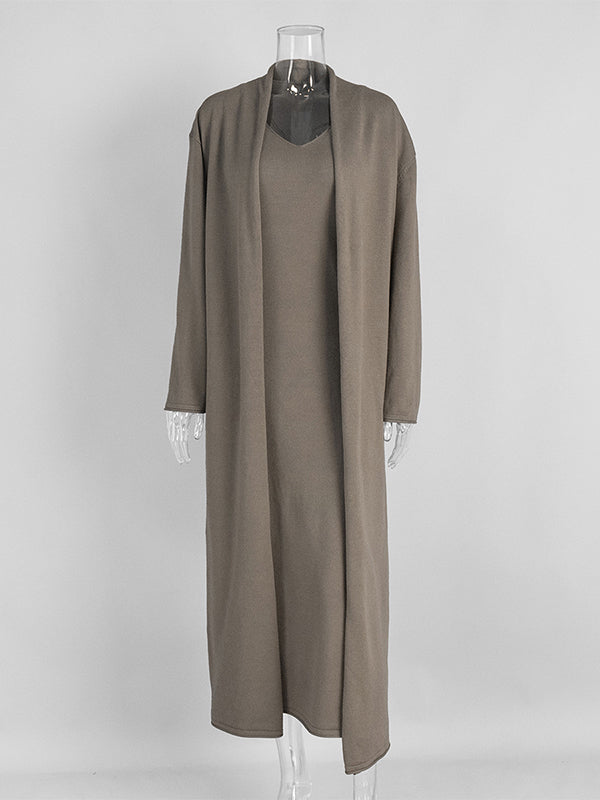 Momsmood Knit 2 Pieces Knit Belted Photoshoot Maternity Maxi Sweater Dress