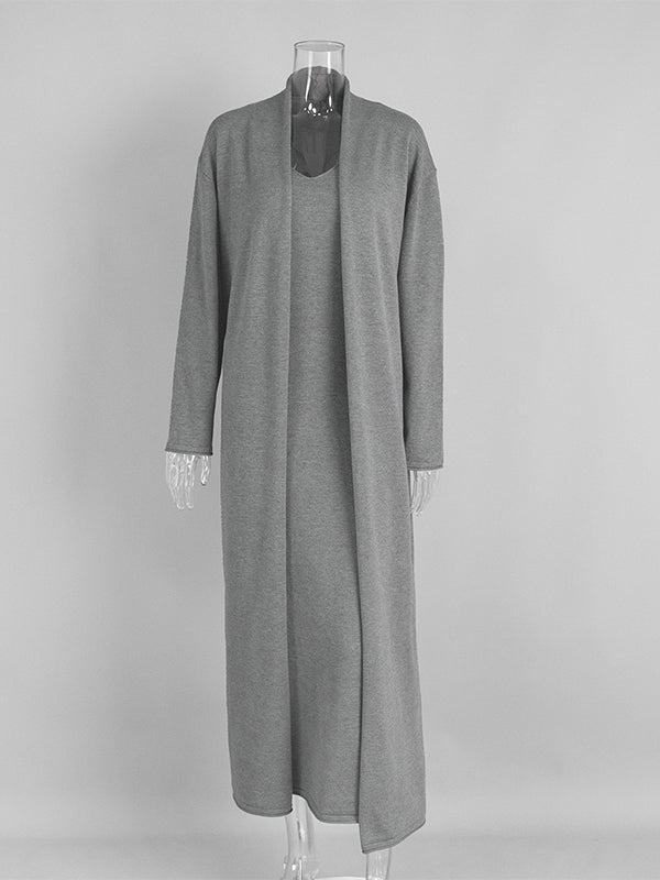 Momsmood Knit 2 Pieces Knit Belted Photoshoot Maternity Maxi Sweater Dress