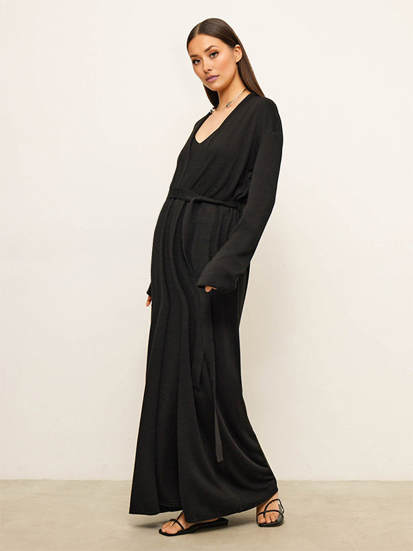 Momsmood Knit 2 Pieces Knit Belted Photoshoot Maternity Maxi Sweater Dress