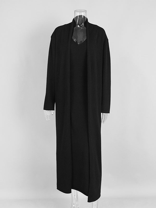 Momsmood Knit 2 Pieces Knit Belted Photoshoot Maternity Maxi Sweater Dress