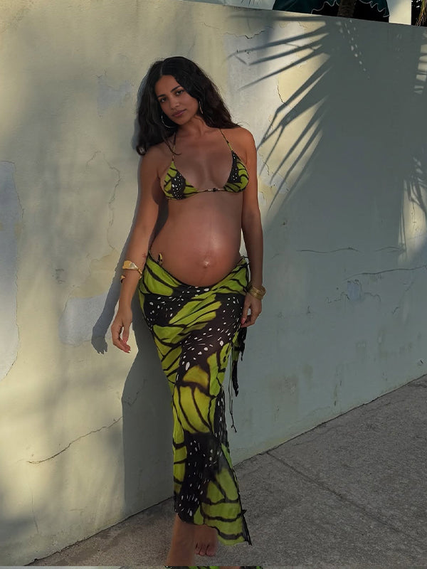 Green Bikini Butterfly Maternity 2 piece set Dresses