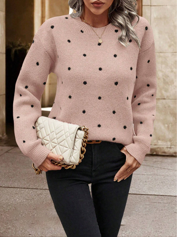Momsmood Pink Oversize Knit Polka Dot Maternity Sweater