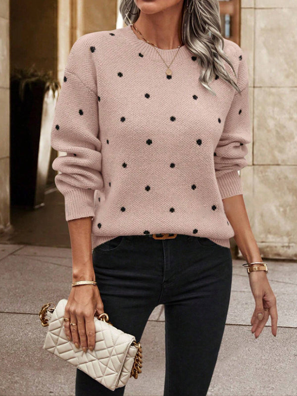 Momsmood Pink Oversize Knit Polka Dot Maternity Sweater