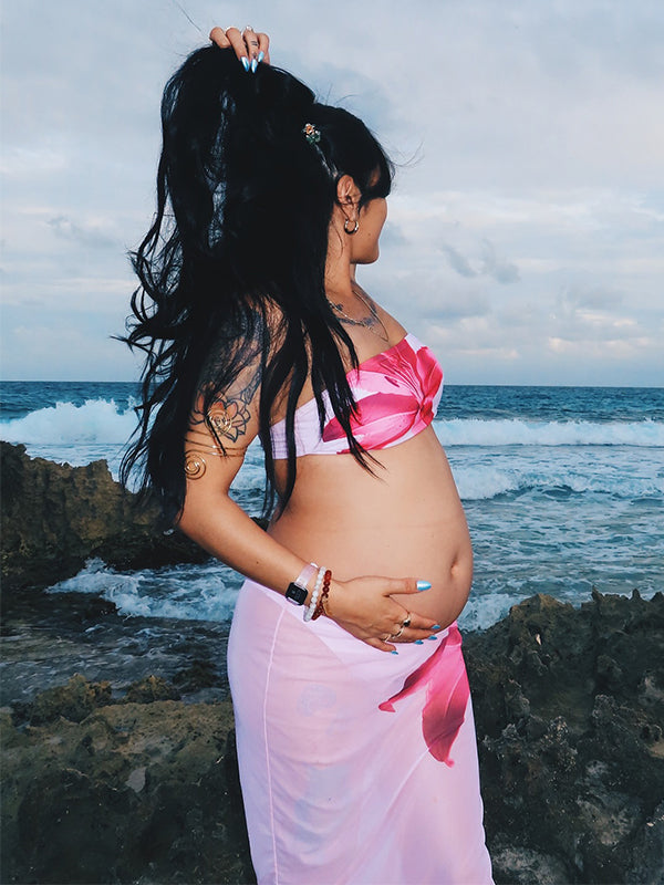 Momsmood 2-in-1 Flowers Bikini Beach Vacation Maternity Swimwear