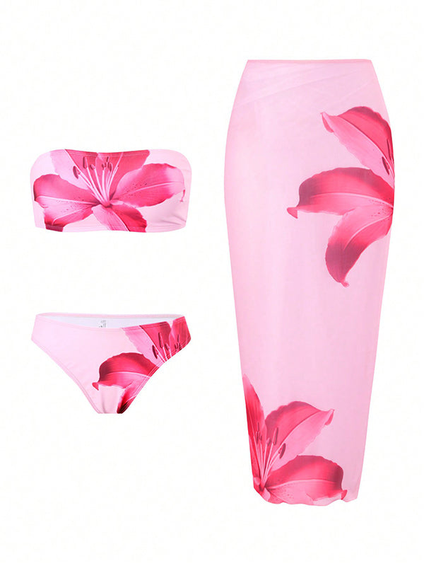 Momsmood 2-in-1 Flowers Bikini Beach Vacation Maternity Swimwear