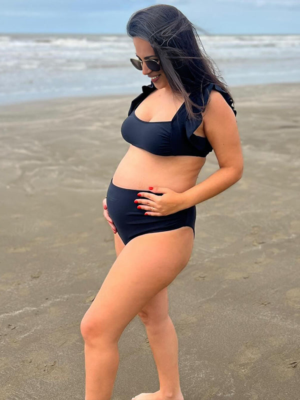 Black Otter Margin Two Piece Maternity Swimwear