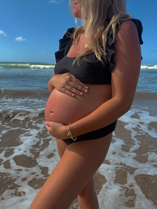 Black Otter Margin Two Piece Maternity Swimwear