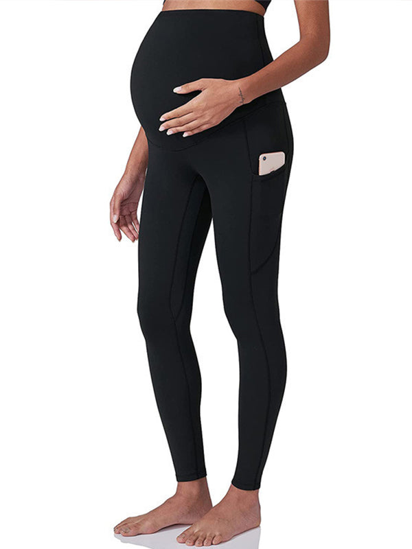 Momsmood Over Belly Pockets Comfy Stretchy Maternity Yoga Leggings