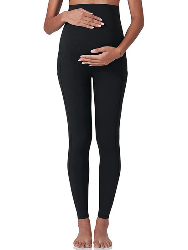 Momsmood Over Belly Pockets Comfy Stretchy Maternity Yoga Leggings