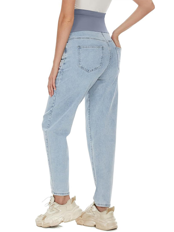 Momsmood Denim Over Belly Pockets Comfy Stretchy Pants Casual Boyfriend Maternity Jeans