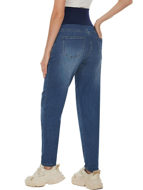 Momsmood Denim Over Belly Pockets Comfy Stretchy Pants Casual Boyfriend Maternity Jeans