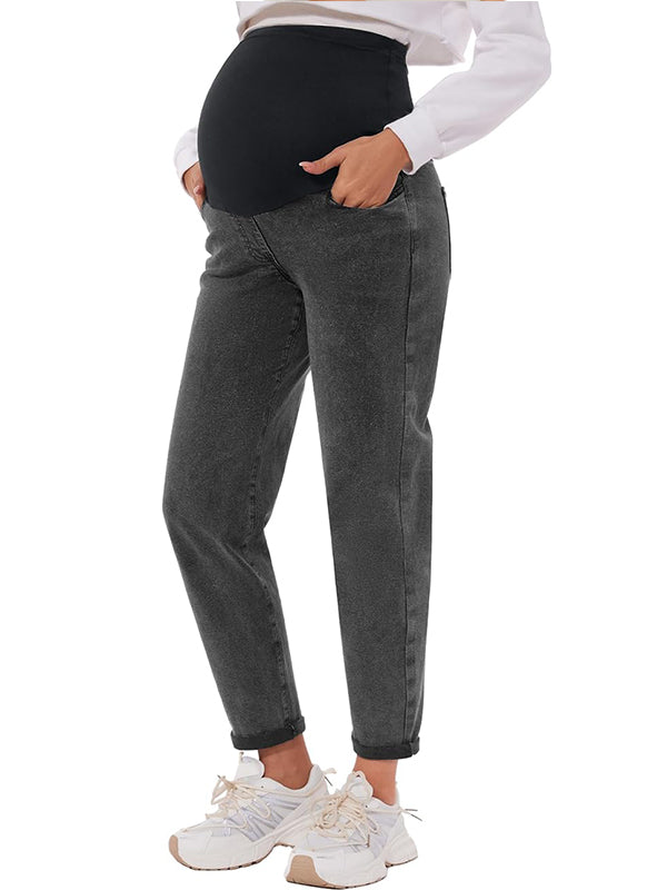 Momsmood Denim Over Belly Pockets Comfy Stretchy Pants Casual Boyfriend Maternity Jeans