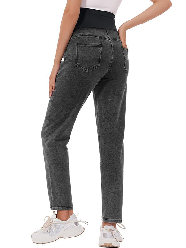 Momsmood Denim Over Belly Pockets Comfy Stretchy Pants Casual Boyfriend Maternity Jeans