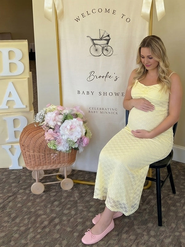 Yellow Floral Lace Mesh Cami Bodycon Maternity Maxi Dress