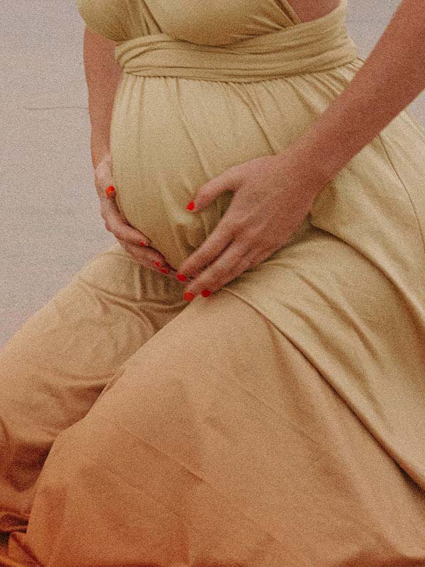 Momsmood Drawstring Gradient Color Backless Photoshoot Maternity Maxi Dresses