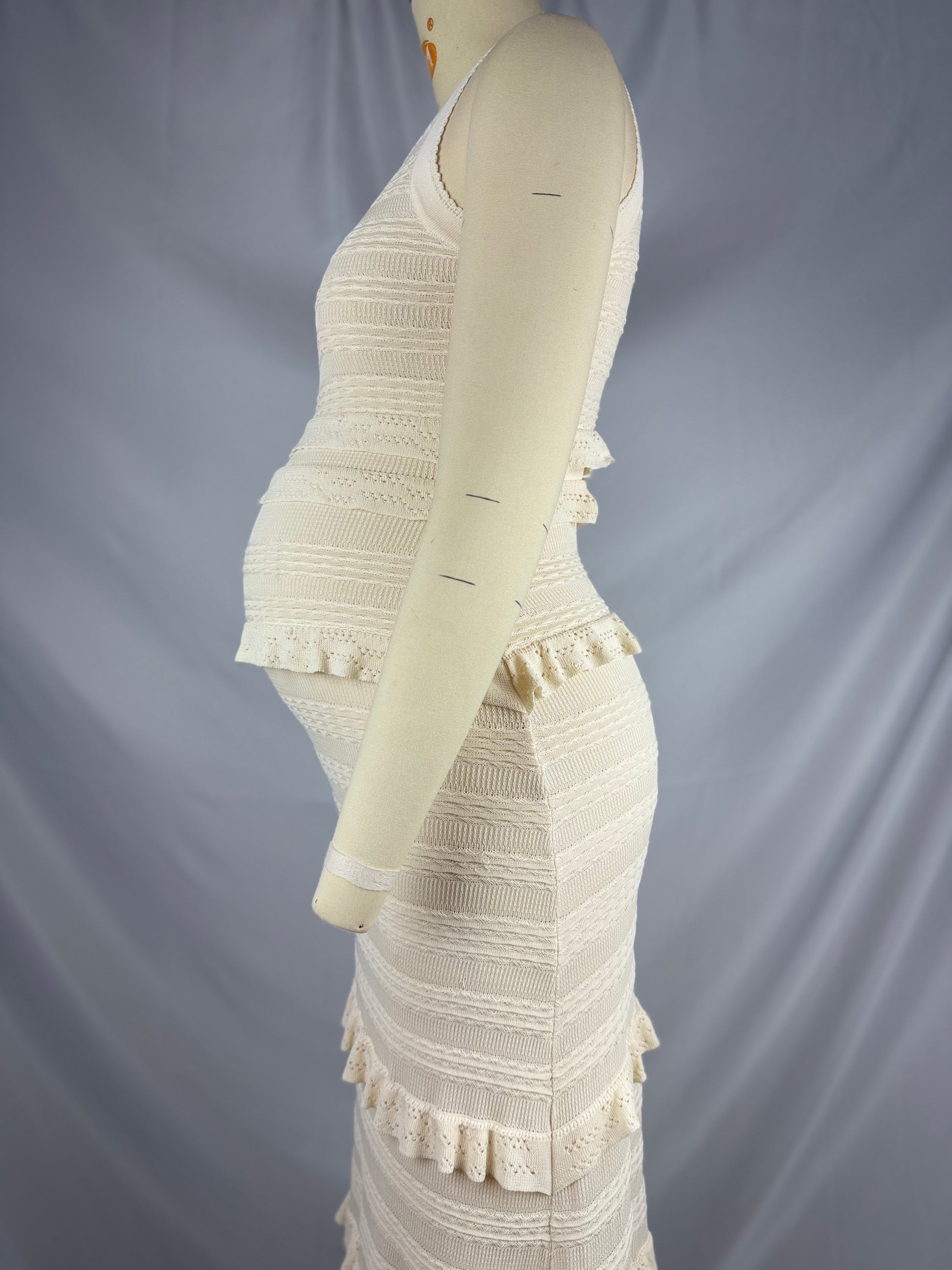 Apricot Ruffle Falbala Crochet Babyshower Maternity Maxi Dresses