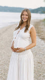 Boho White Lace Two Piece Lace Up Openwork Maternity Maxi Dress