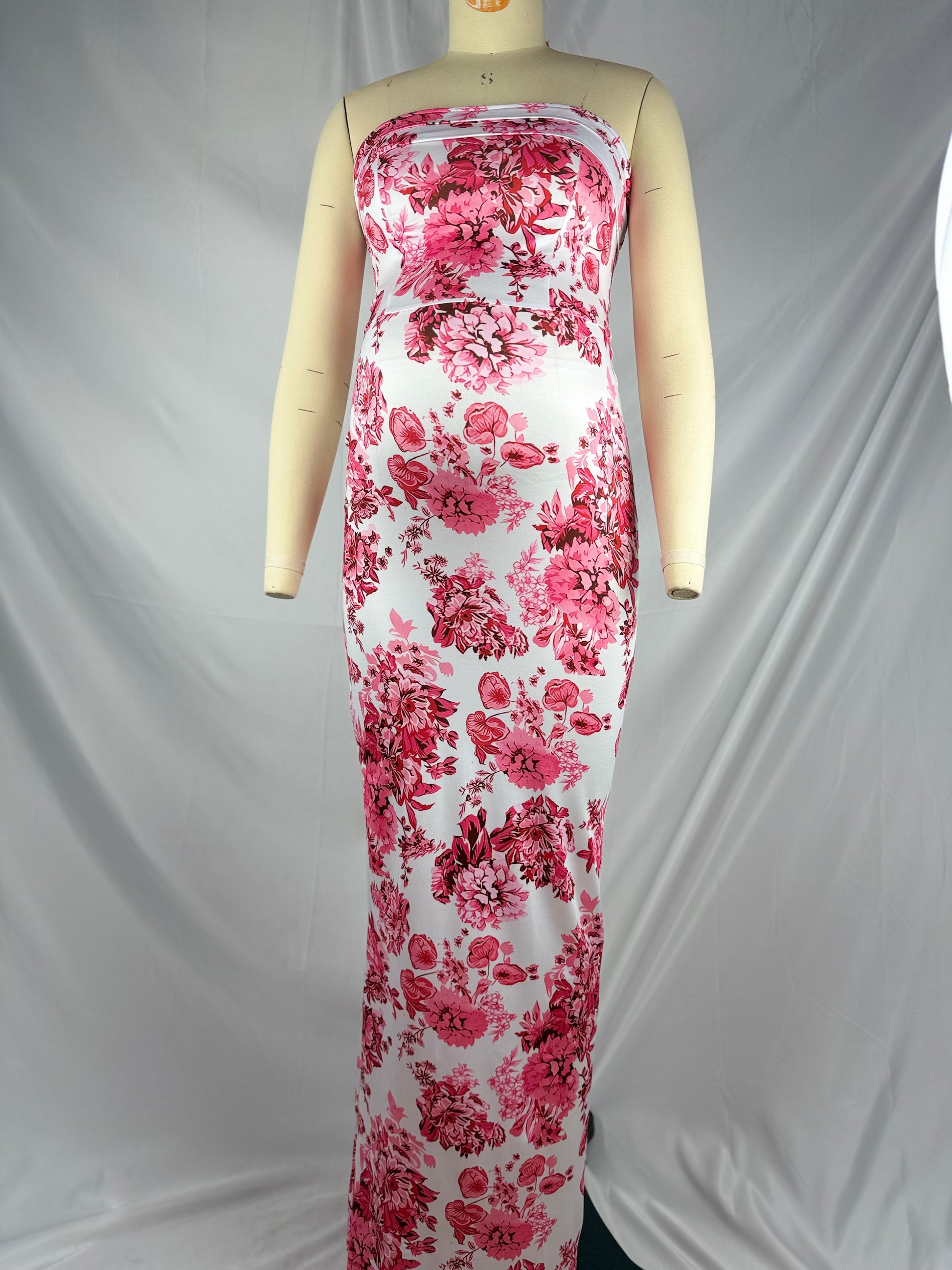 Momsmood  Red Strap Stamp Open Back Side Slit Banquet Baby Shower Maternity Photoshoot Maxi Dress