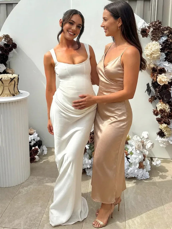Ruched Tank Bodycon Maternity Maxi Dress with Lace Up Back