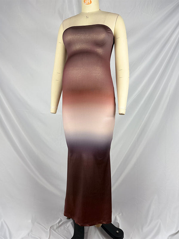 Momsmood Bandeau Gradient Photoshoot Maternity Maxi Dress