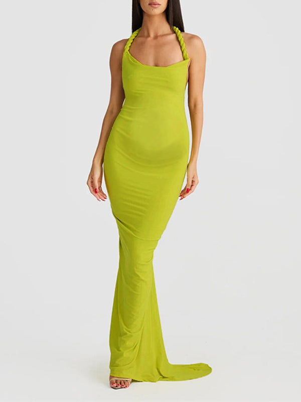 Momsmood One Shoulder Backless Ruched Mermaid Photoshoot Maternity Maxi Dress
